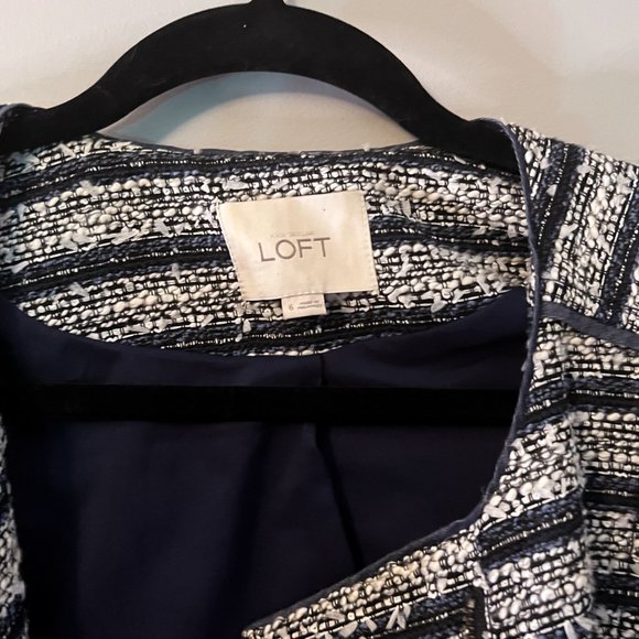 Tweed LOFT Blazer - black/white/blue - EUC - Picture 2 of 4